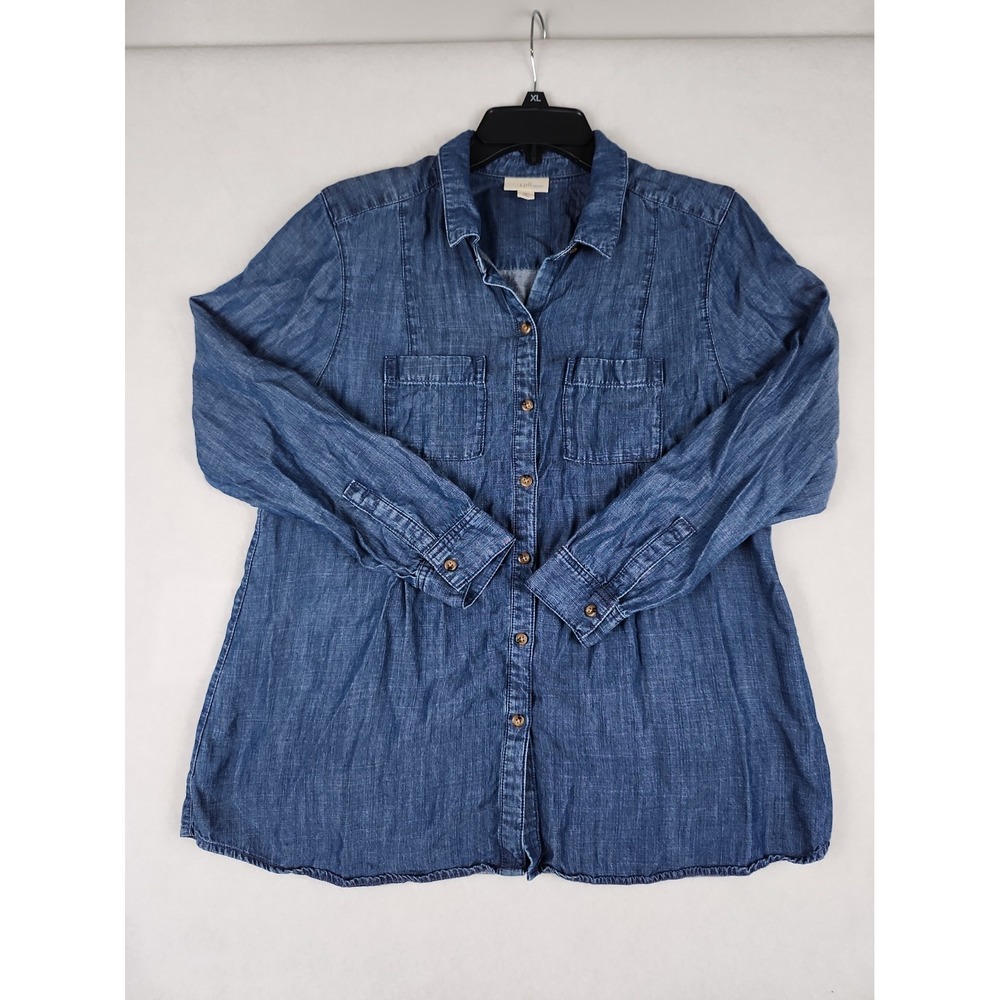 J. Jill Denim Shirt Button-up Long Sleeve Womens M Petite